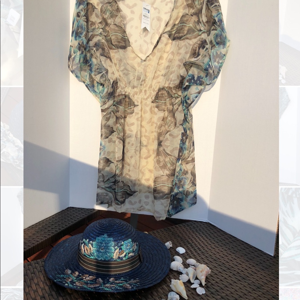 Swimsuit cover up & hand painted hat